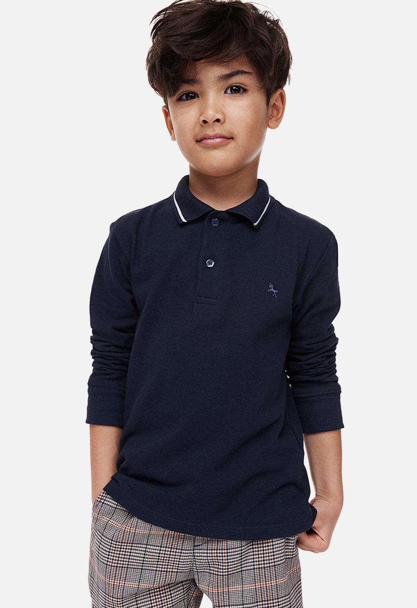 H&M - 2-pack long-sleeved polo shirts - blue,white
