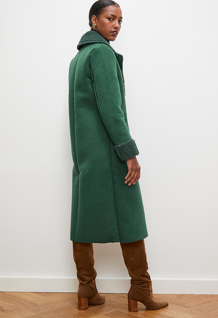edit - Shirling trim coat - emerald green