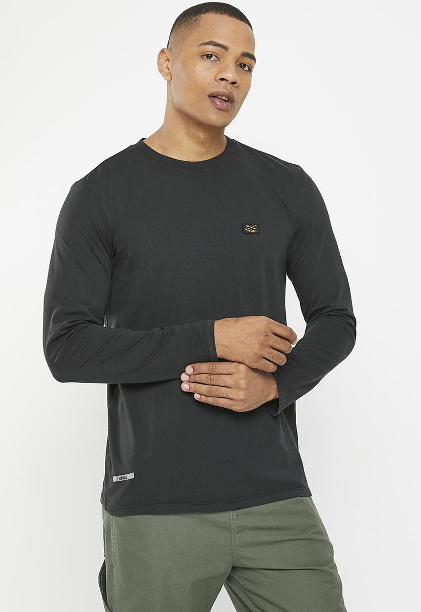 Vertigo - Mens vertigo pigment dyed tee long sleeve - jet black