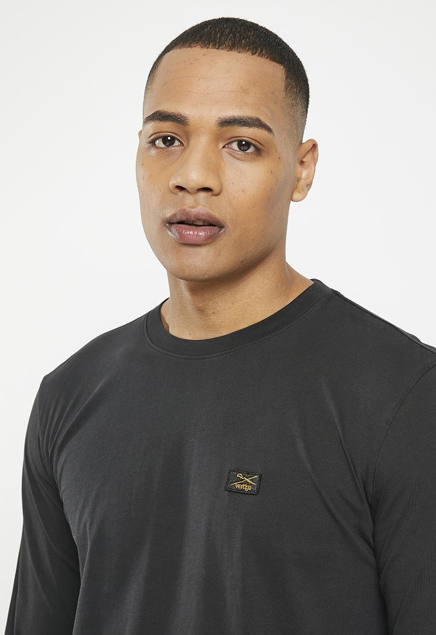 Vertigo - Mens vertigo pigment dyed tee long sleeve - jet black