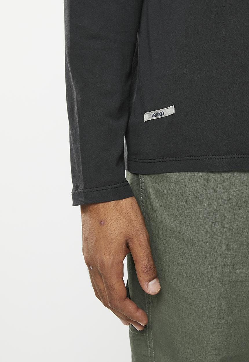 Vertigo - Mens vertigo pigment dyed tee long sleeve - jet black