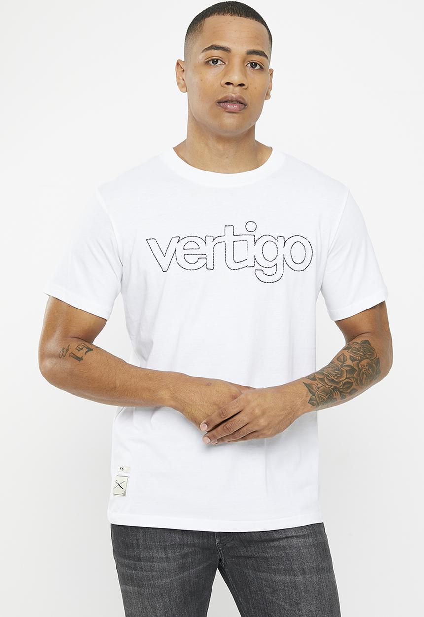 Vertigo - Mens vertigo embroidered crew tee short sleeve - white