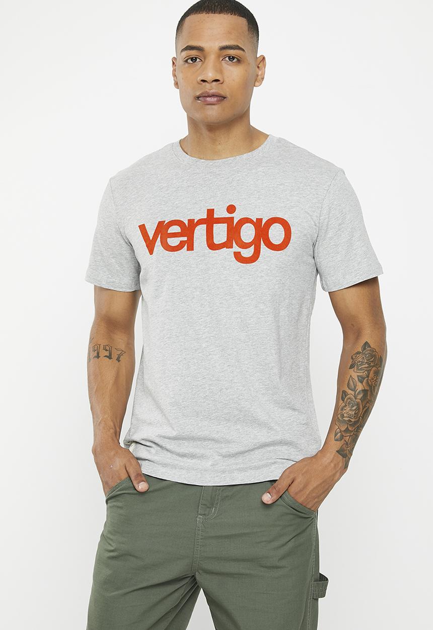 Vertigo - Mens vertigo flock crew tee short sleeve - heather grey melange