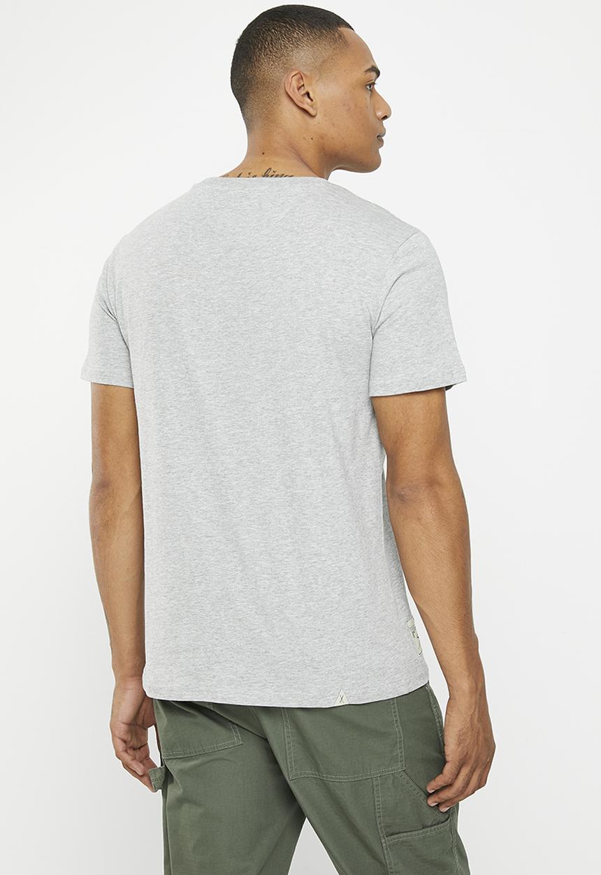 Vertigo - Mens vertigo flock crew tee short sleeve - heather grey melange