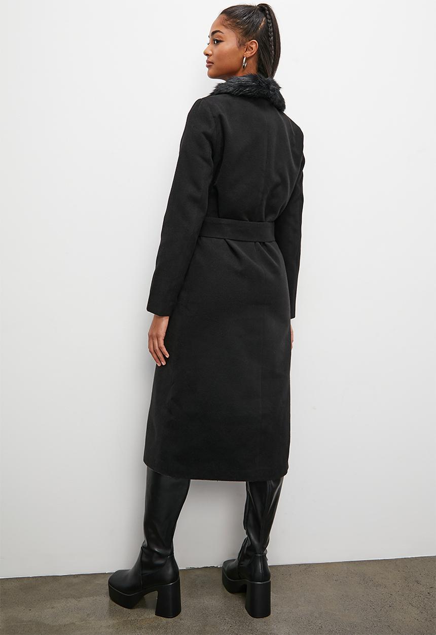 Blake - Statement faux fur coat - black