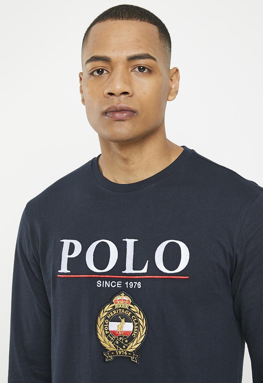 POLO - Mens crest logo long sleeve tee - navy
