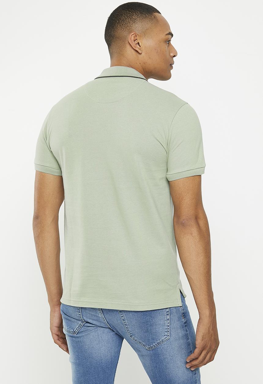 POLO - Mens logo printed short sleeve golfer - sage