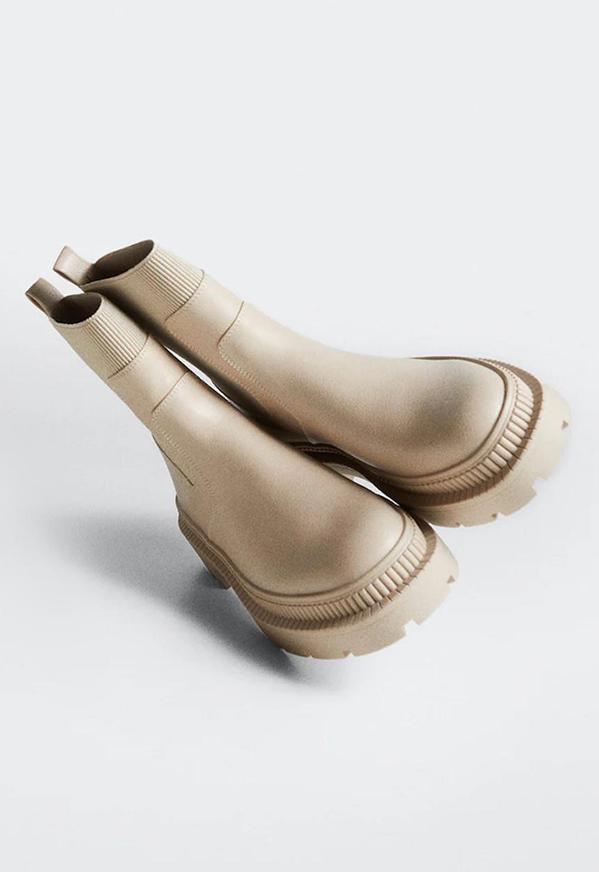 MANGO - Ying1 sock boot - light beige