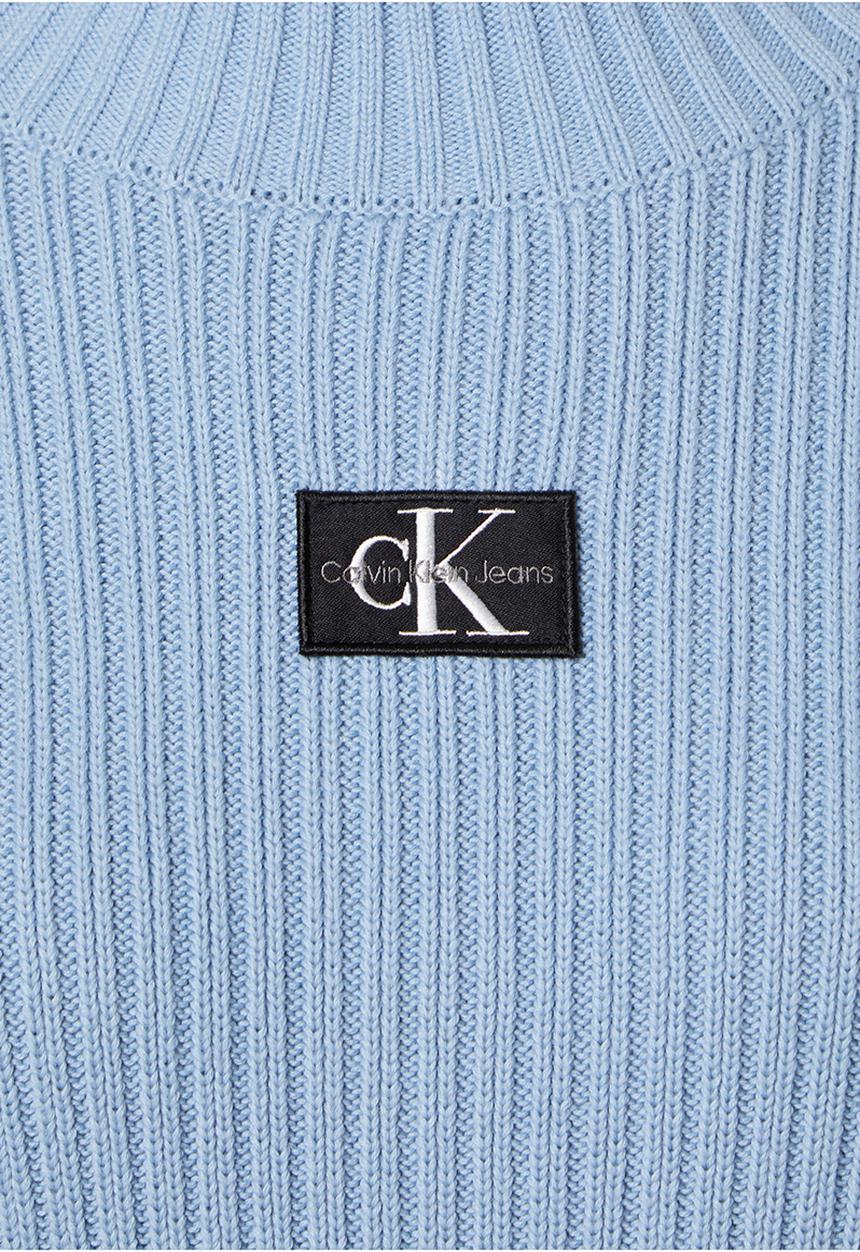 Calvin Klein - Badge loose sweater dress - iceland blue