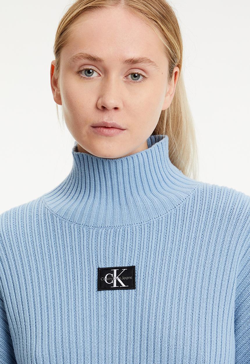 Calvin Klein - Badge loose sweater dress - iceland blue
