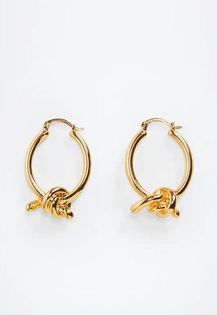 MANGO - Intertwined hoop earrings - gold