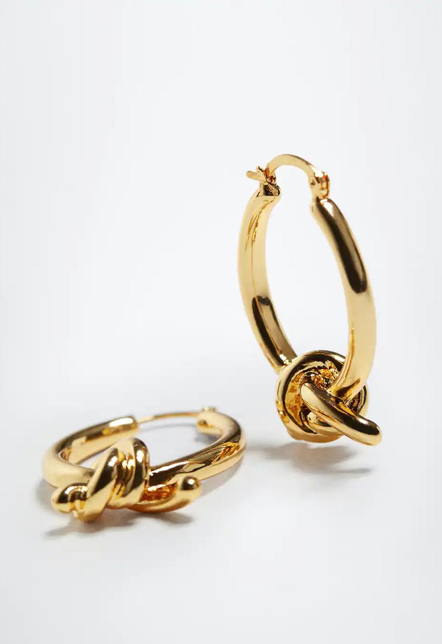 MANGO - Intertwined hoop earrings - gold