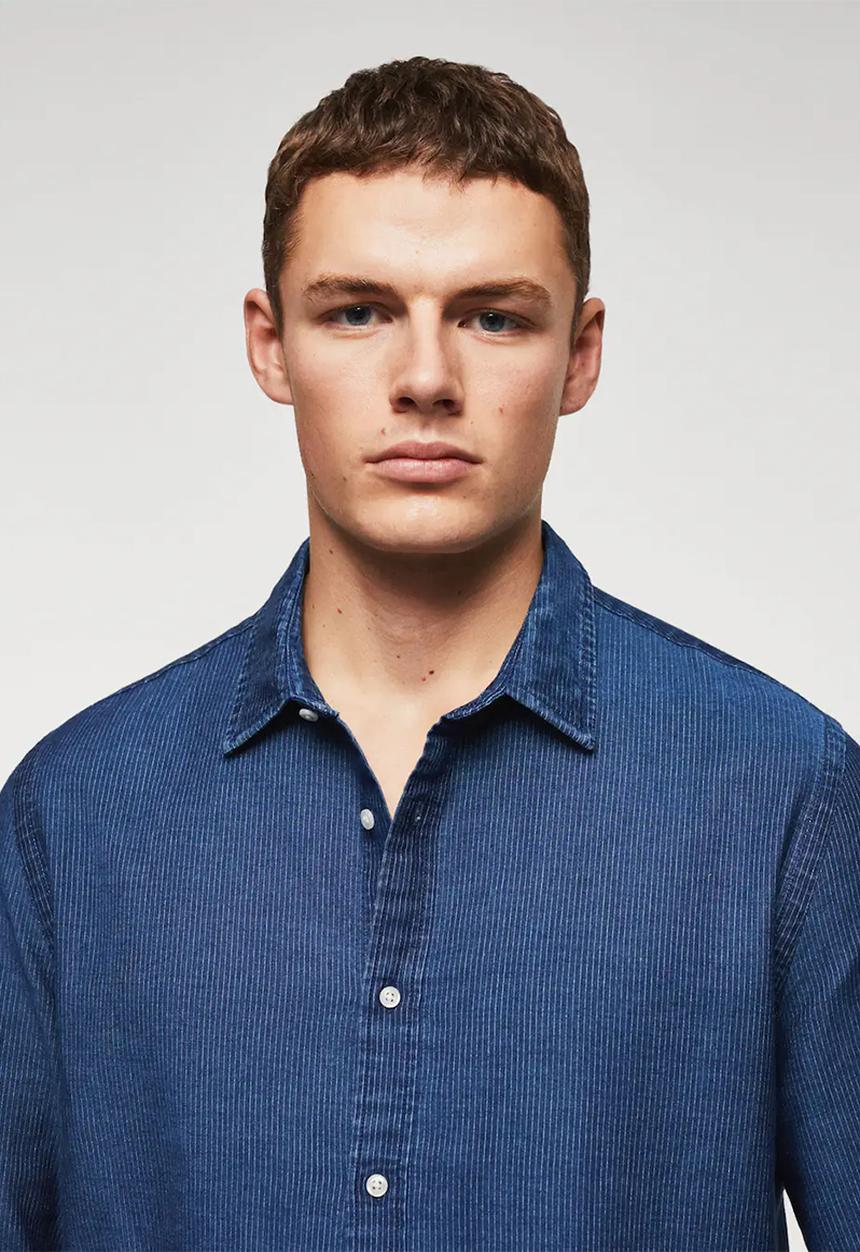 MANGO - Taray striped denim shirt - blue