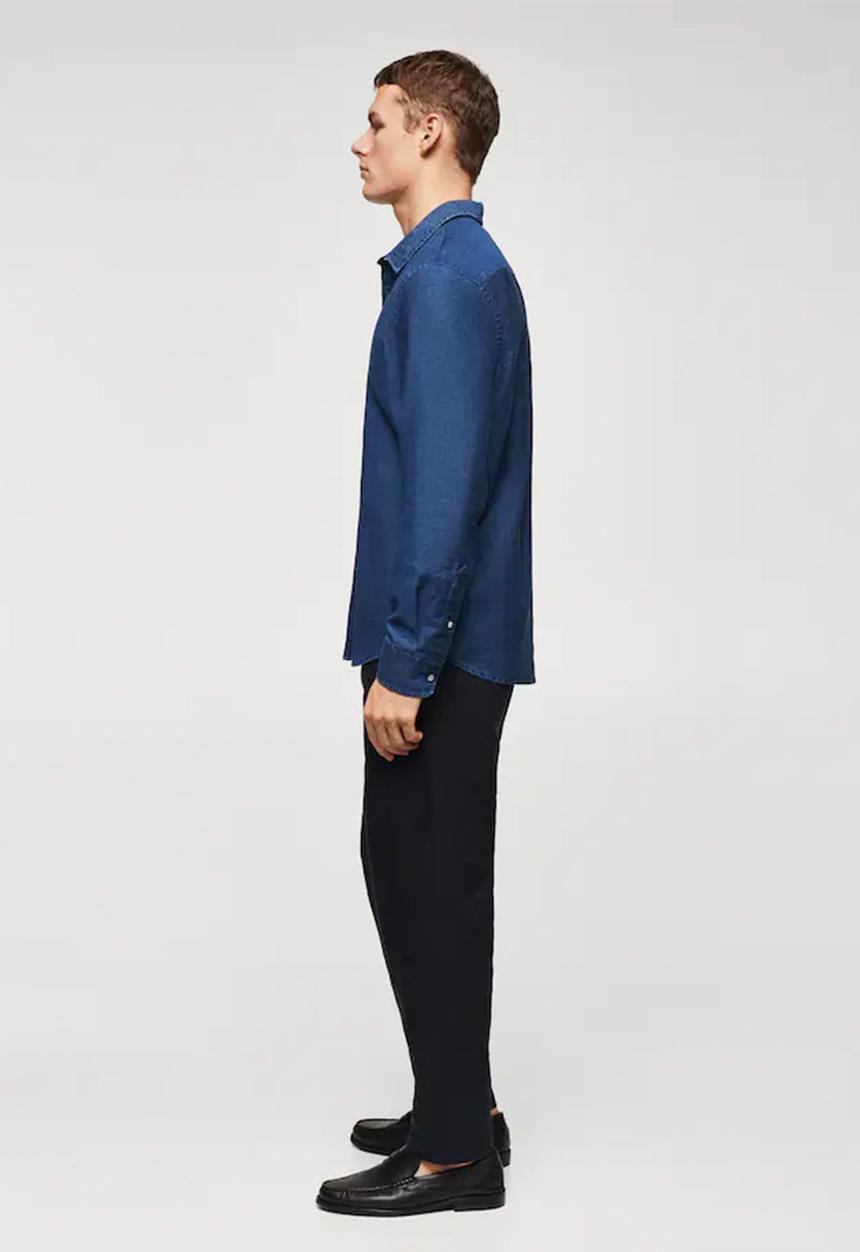 MANGO - Taray striped denim shirt - blue