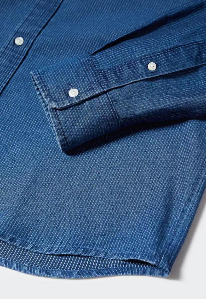 MANGO - Taray striped denim shirt - blue