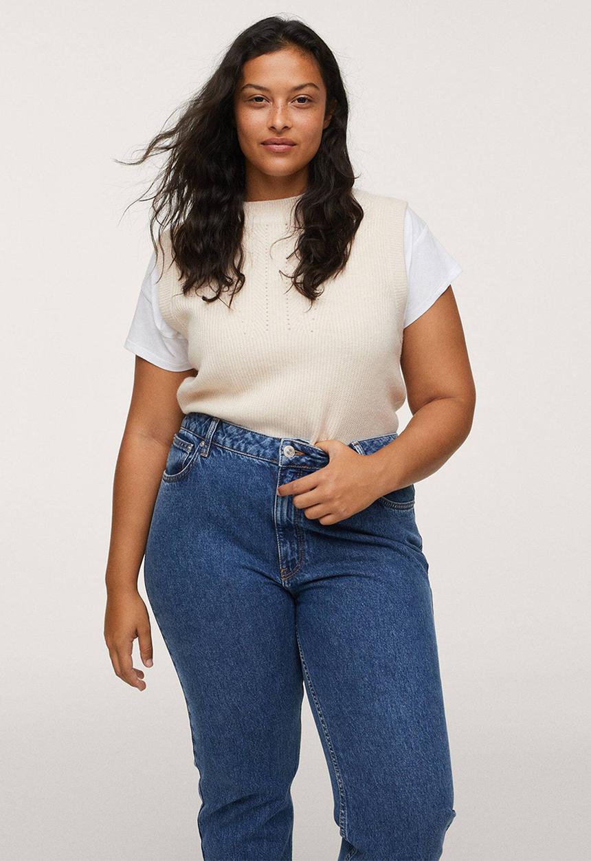 MANGO - Plus jeans mom80 - open blue