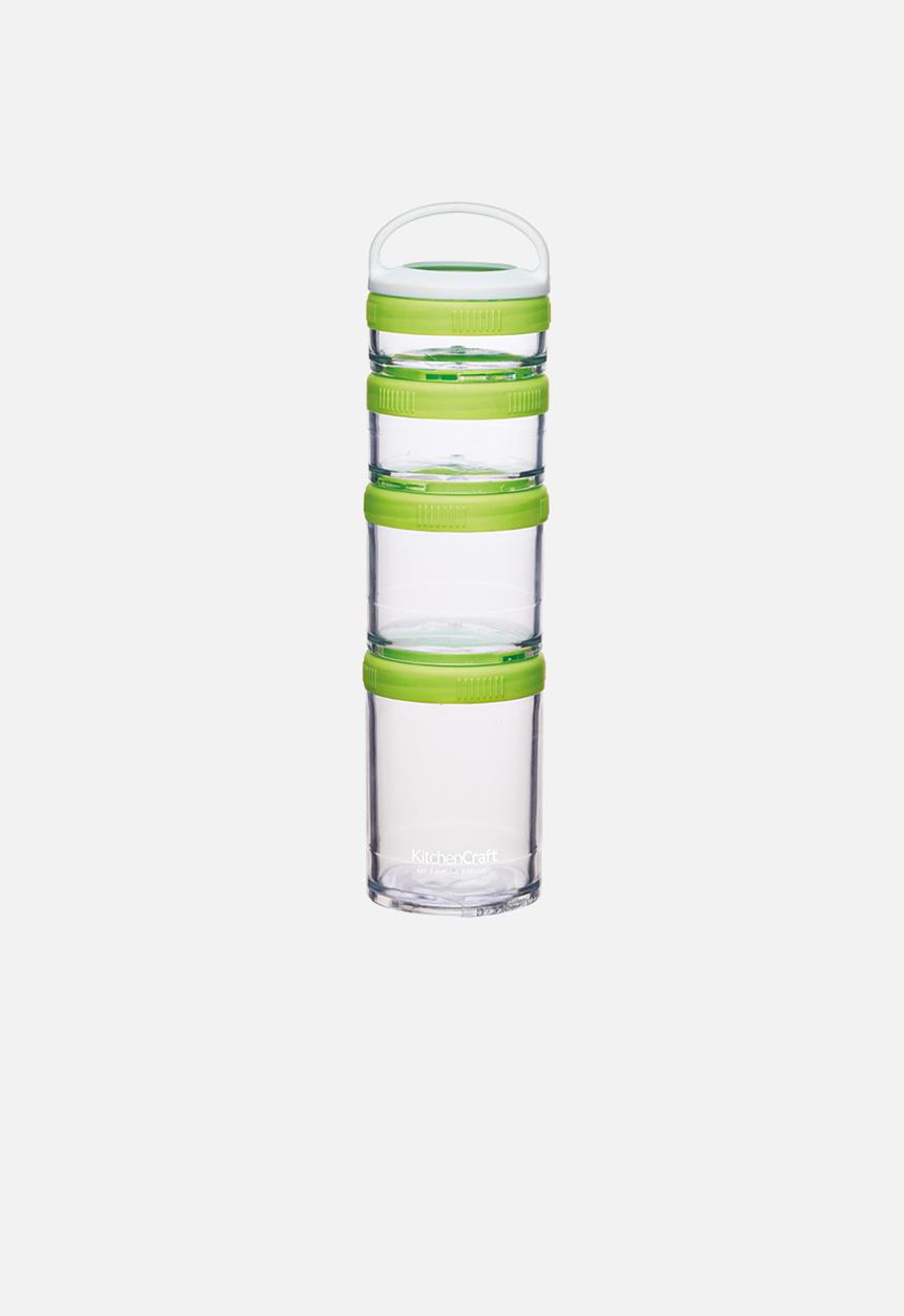 Kitchen Craft - Healthy eating stackable snack pots set of four - green 