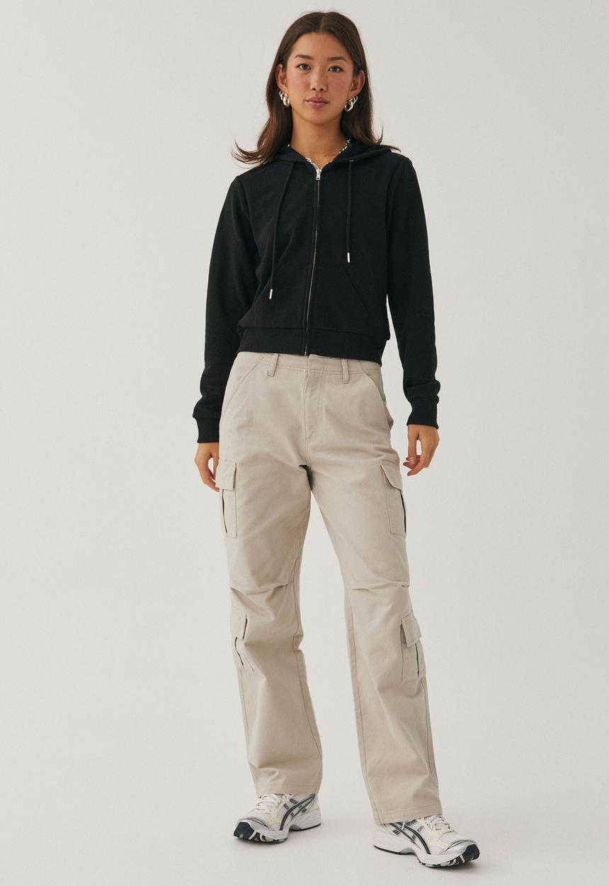 Supré  - Alex plain zip thru hoodie - black