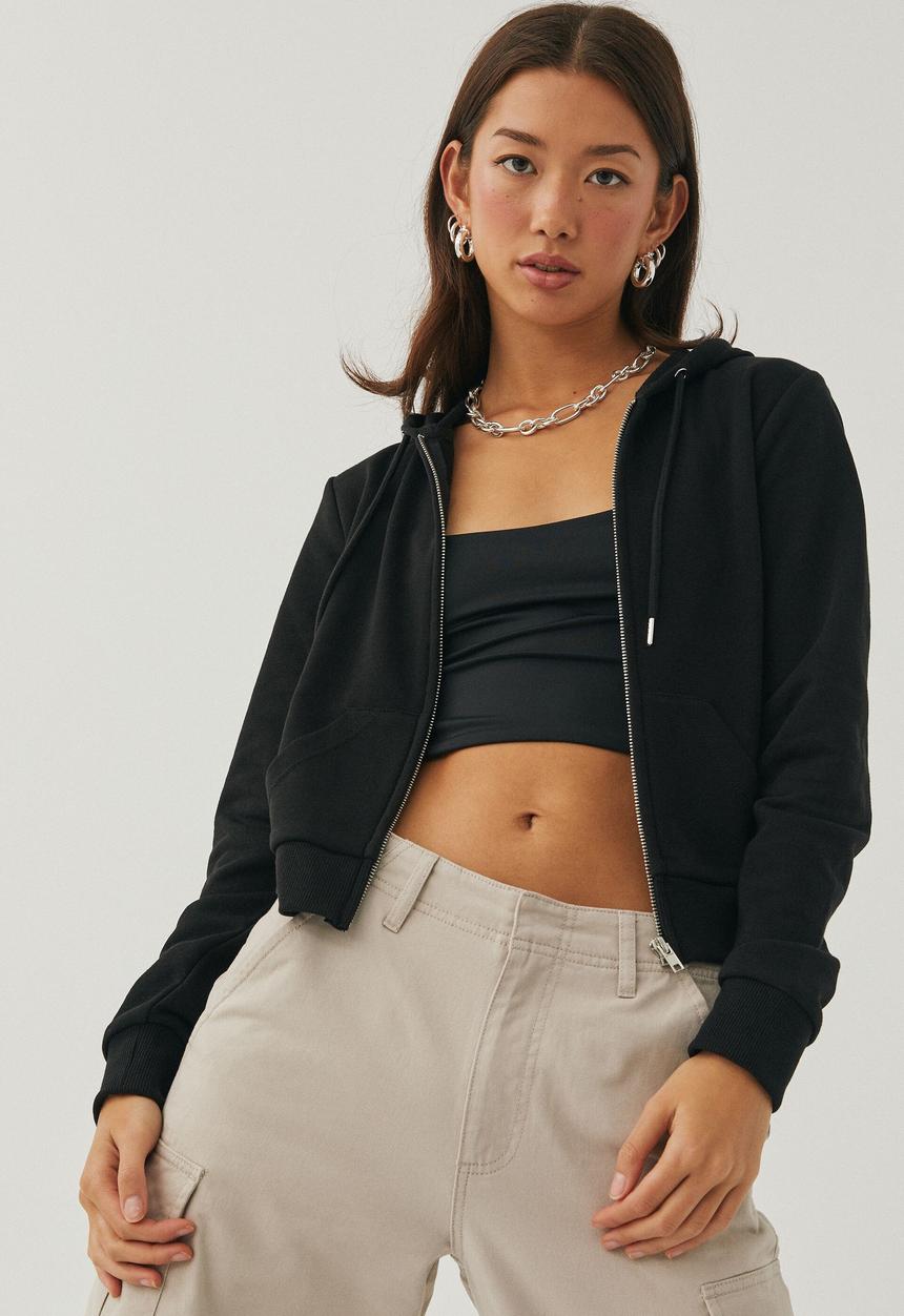 Supré  - Alex plain zip thru hoodie - black
