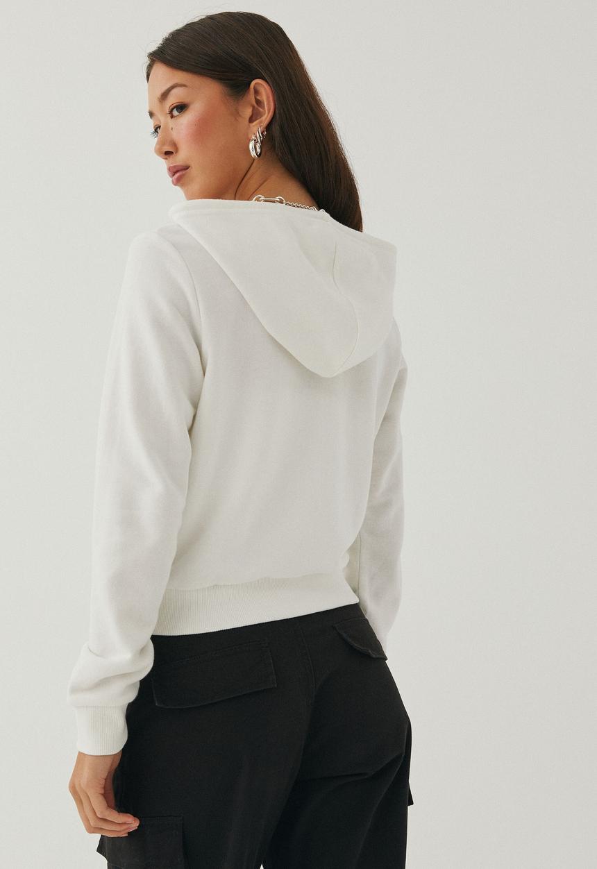 Supré  - Alex plain zip thru hoodie - winter white