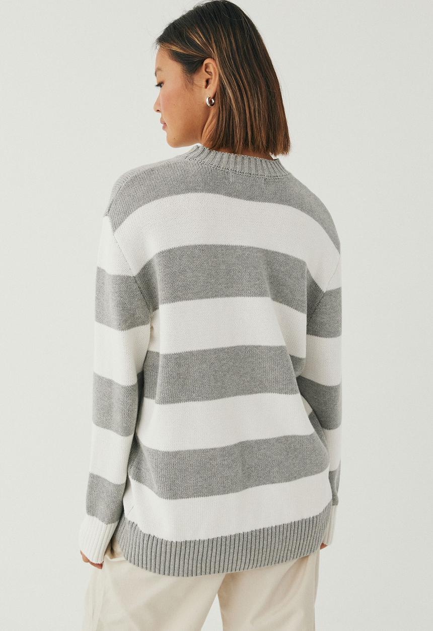 Supré  - Camille oversized knit jumper - winter white/grey