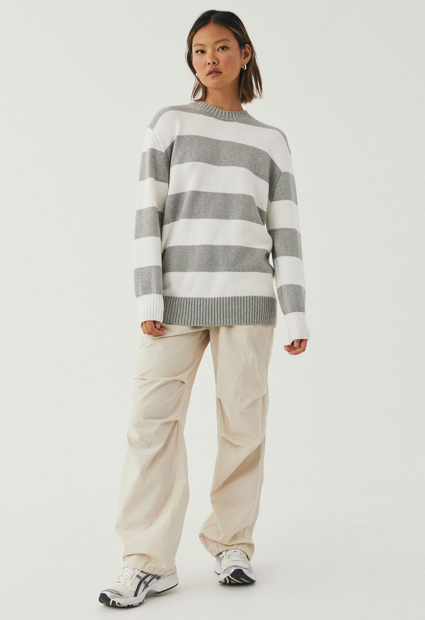 Supré  - Camille oversized knit jumper - winter white/grey