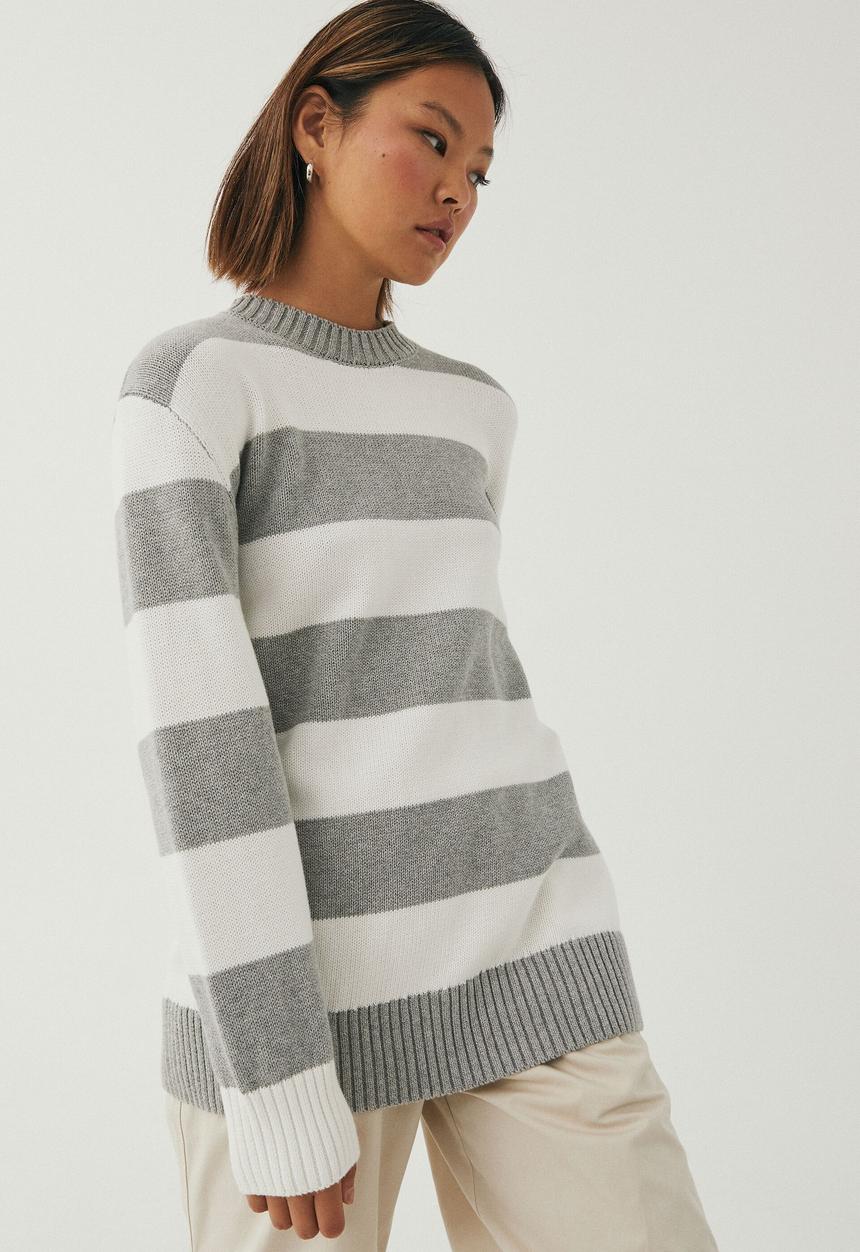 Supré  - Camille oversized knit jumper - winter white/grey