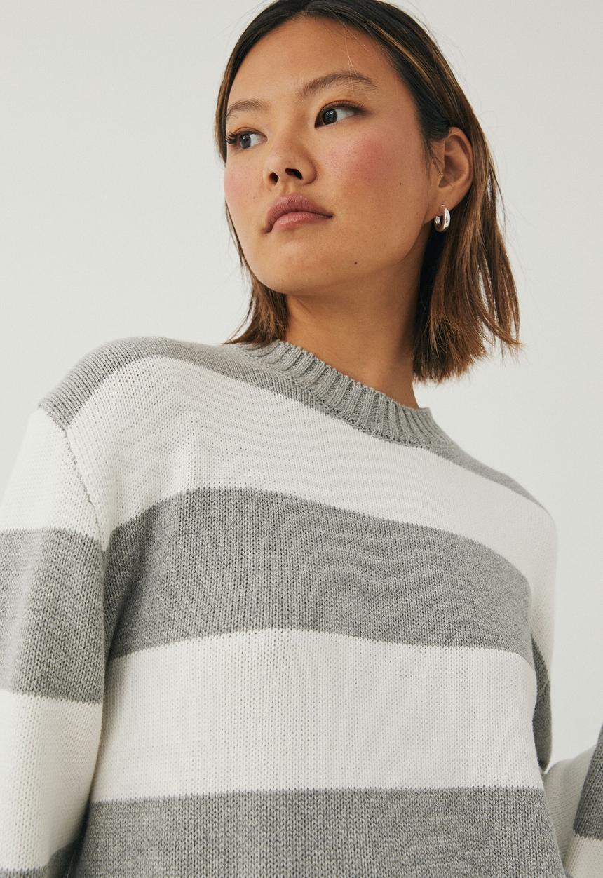 Supré  - Camille oversized knit jumper - winter white/grey