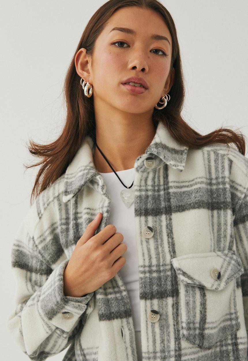 Supré  - Kennedy oversized check shacket - open check/grey