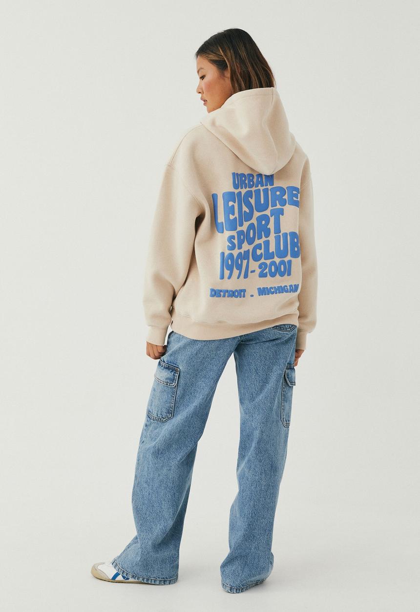 Supré  - Paige oversized printed hoodie - beige buff/urban leisure