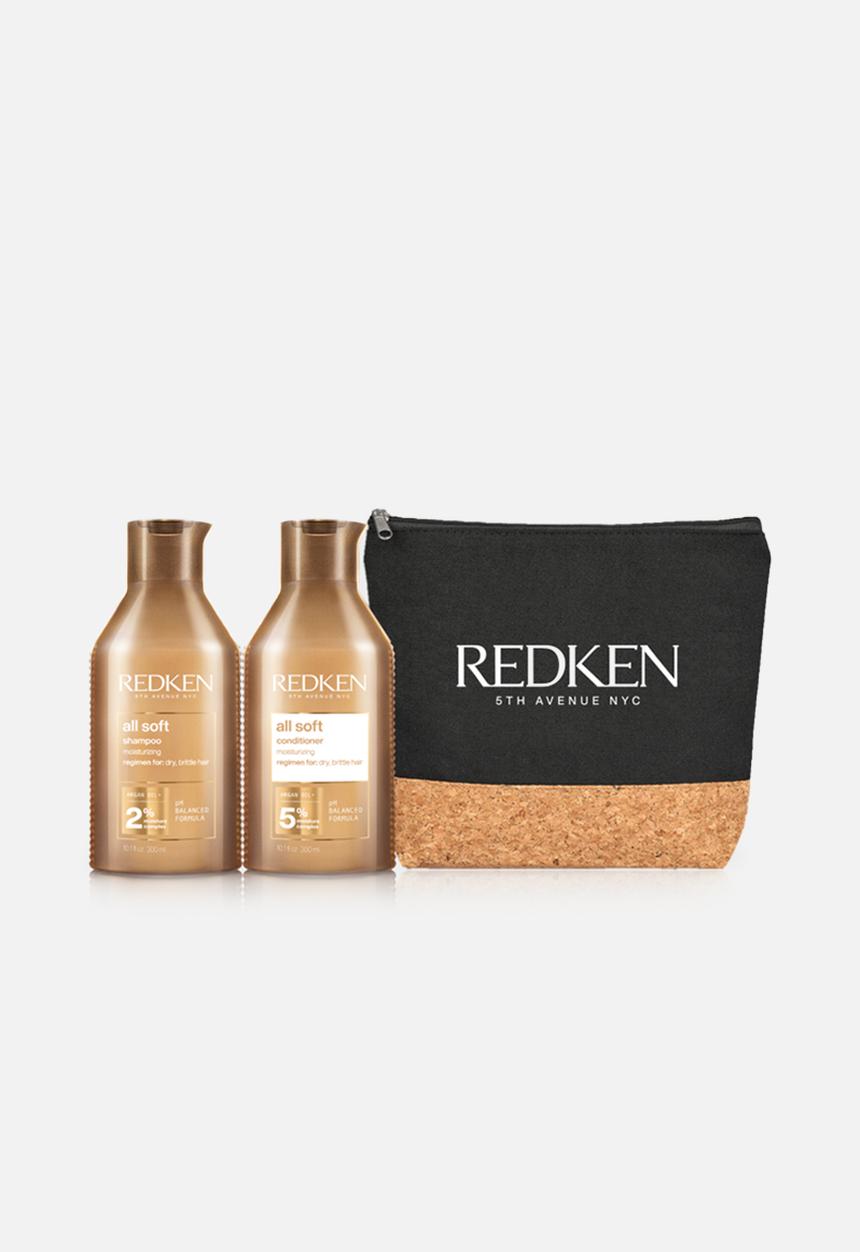 REDKEN - All Soft Routine - Shampoo & Conditioner  with Free Travel Pouch