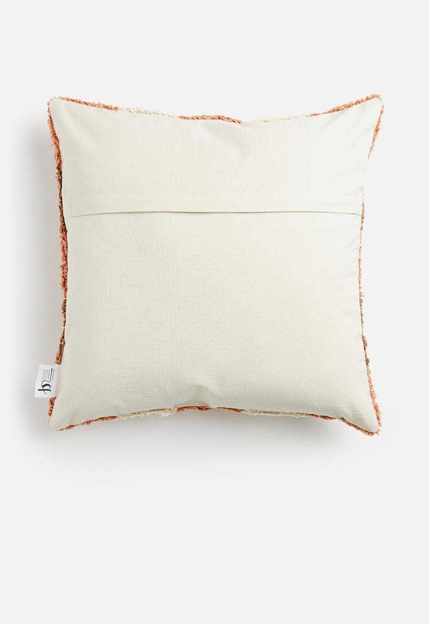 Sixth Floor - Adona embroidered cushion cover - ecru & brown