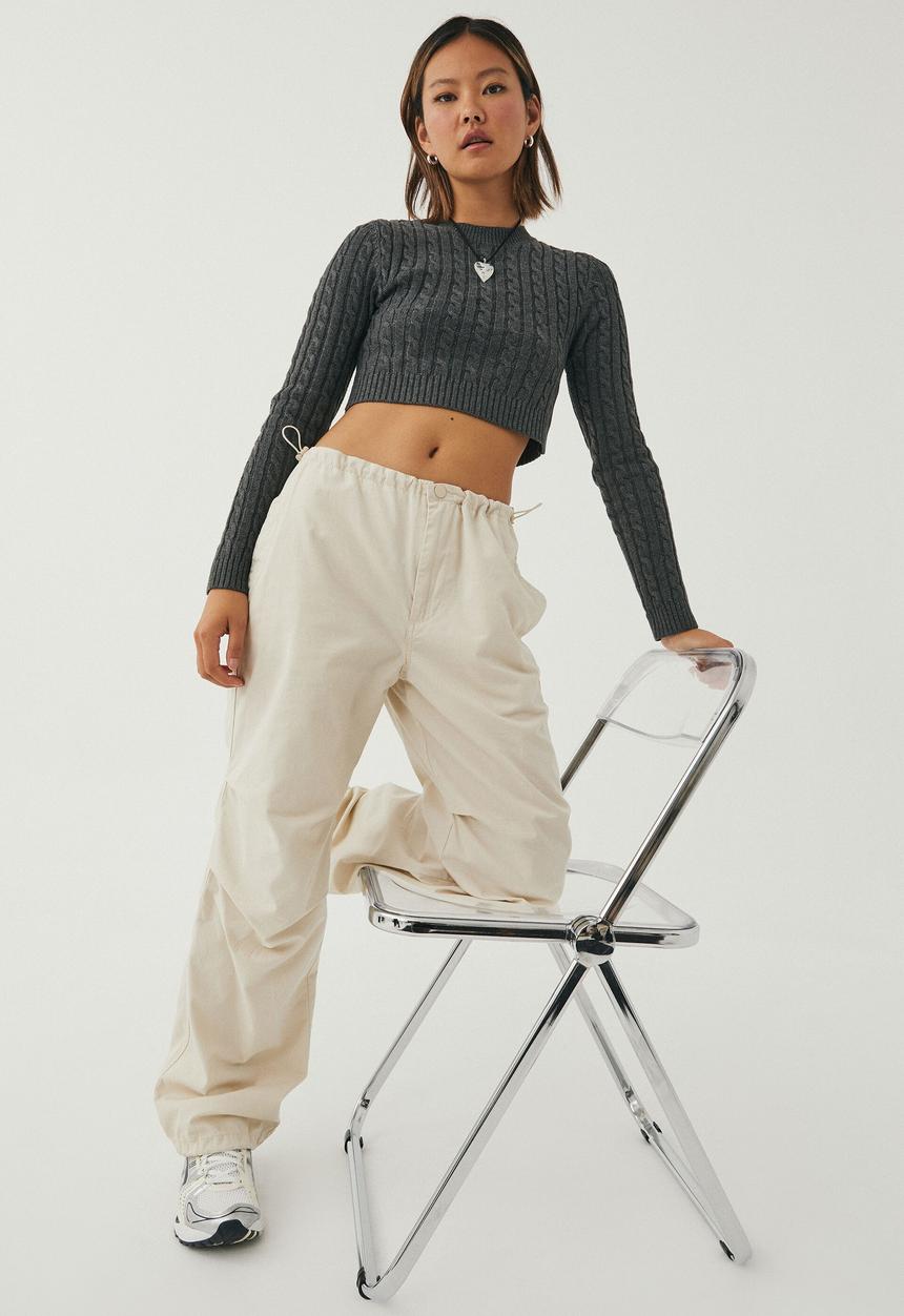 Supré  - Vinnie cable knit jumper - charcoal marle