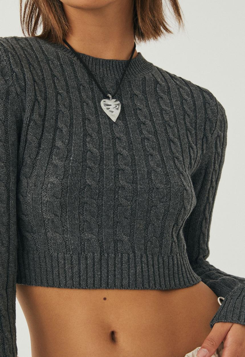 Supré  - Vinnie cable knit jumper - charcoal marle