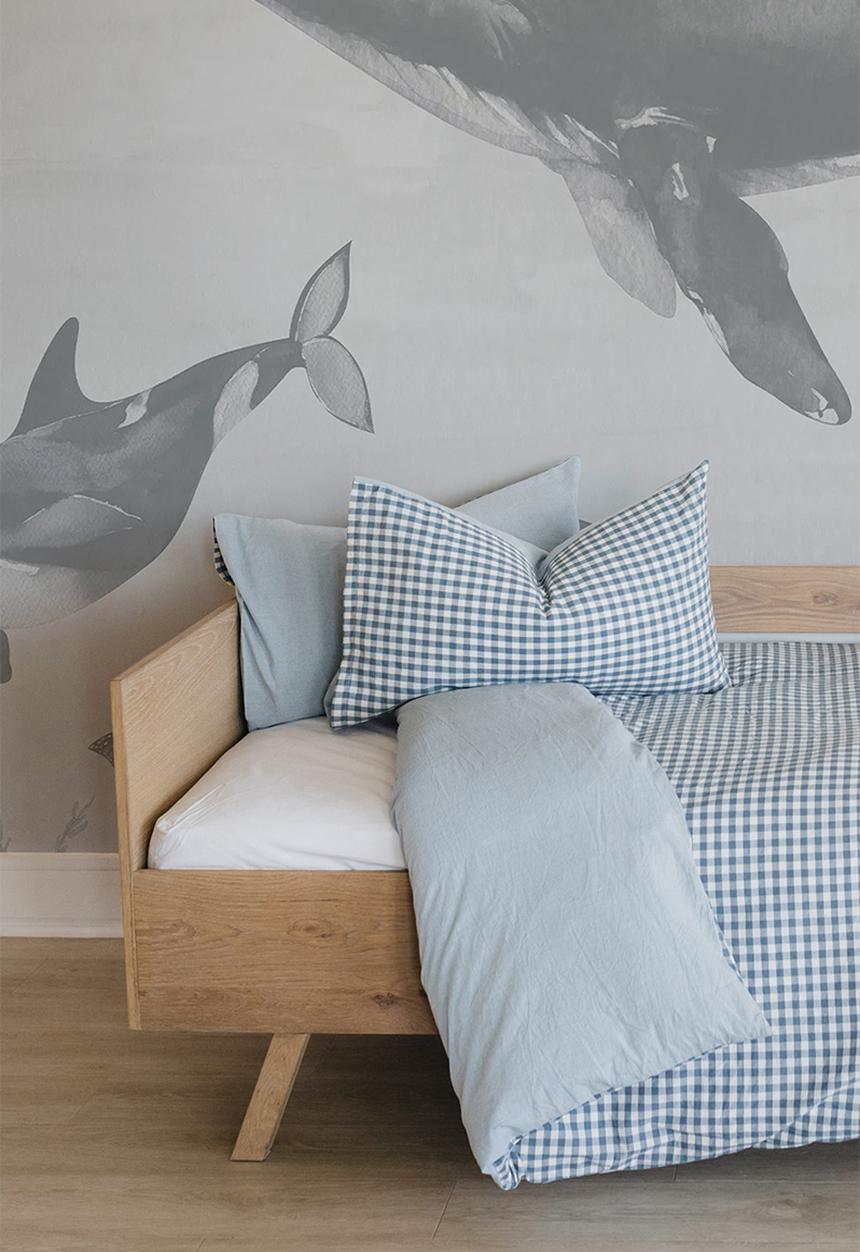 Phlo Studio - Washed cotton duvet cover set - blue check