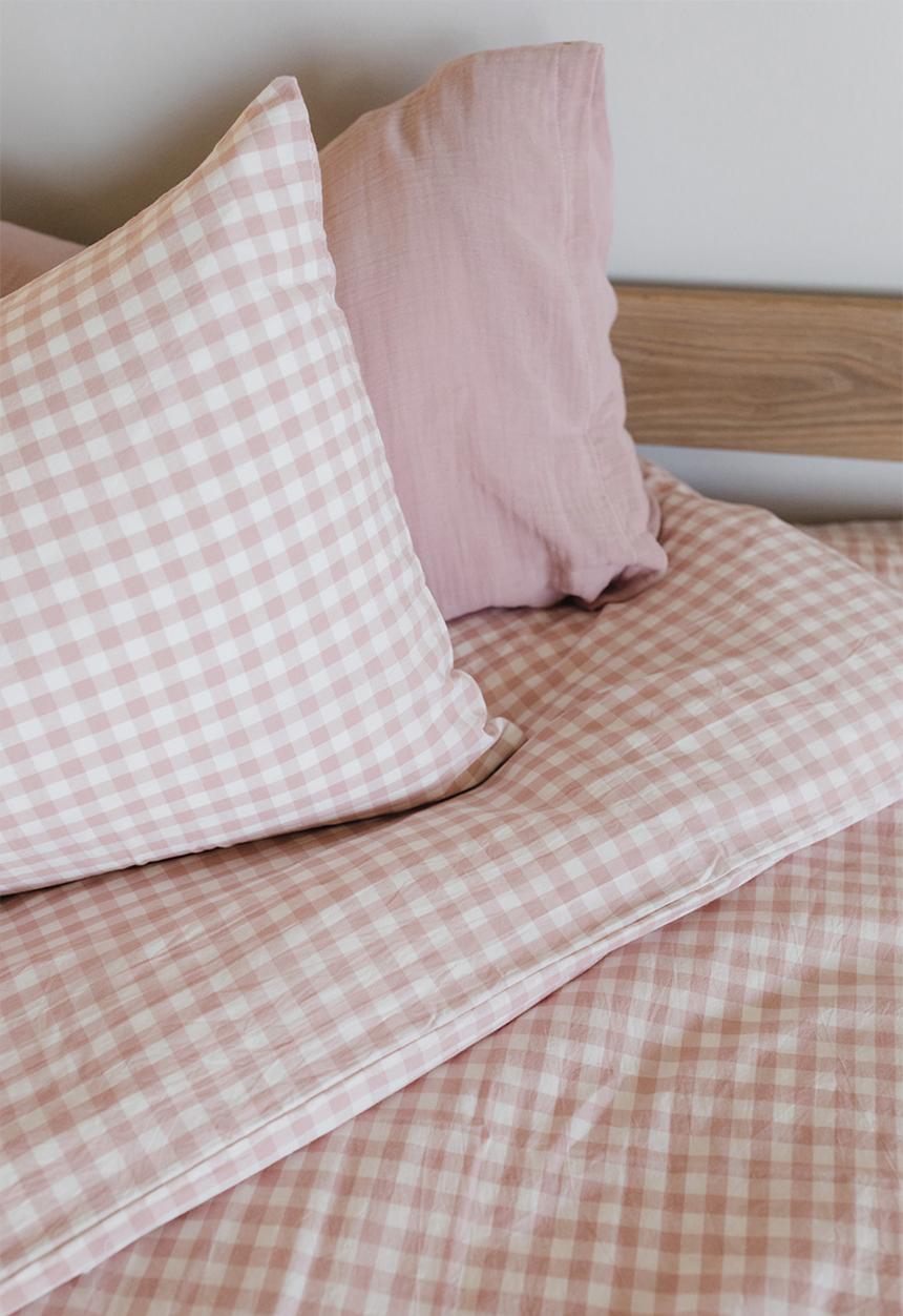 Phlo Studio - Washed cotton duvet cover set - pink gingham