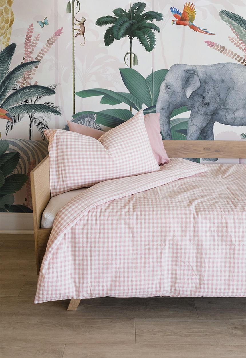 Phlo Studio - Washed cotton duvet cover set - pink gingham