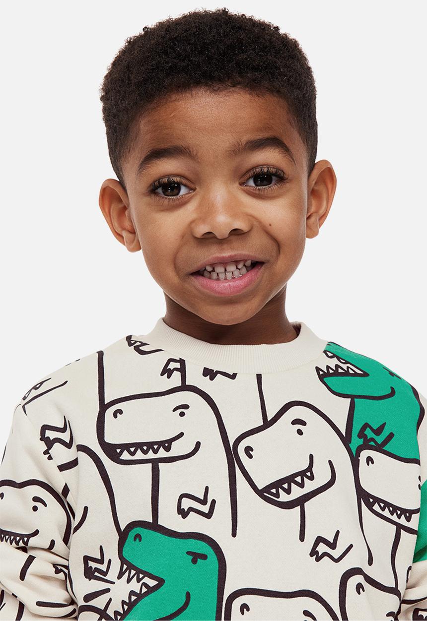 H&M - Sweatshirt - light beige/dinosaurs