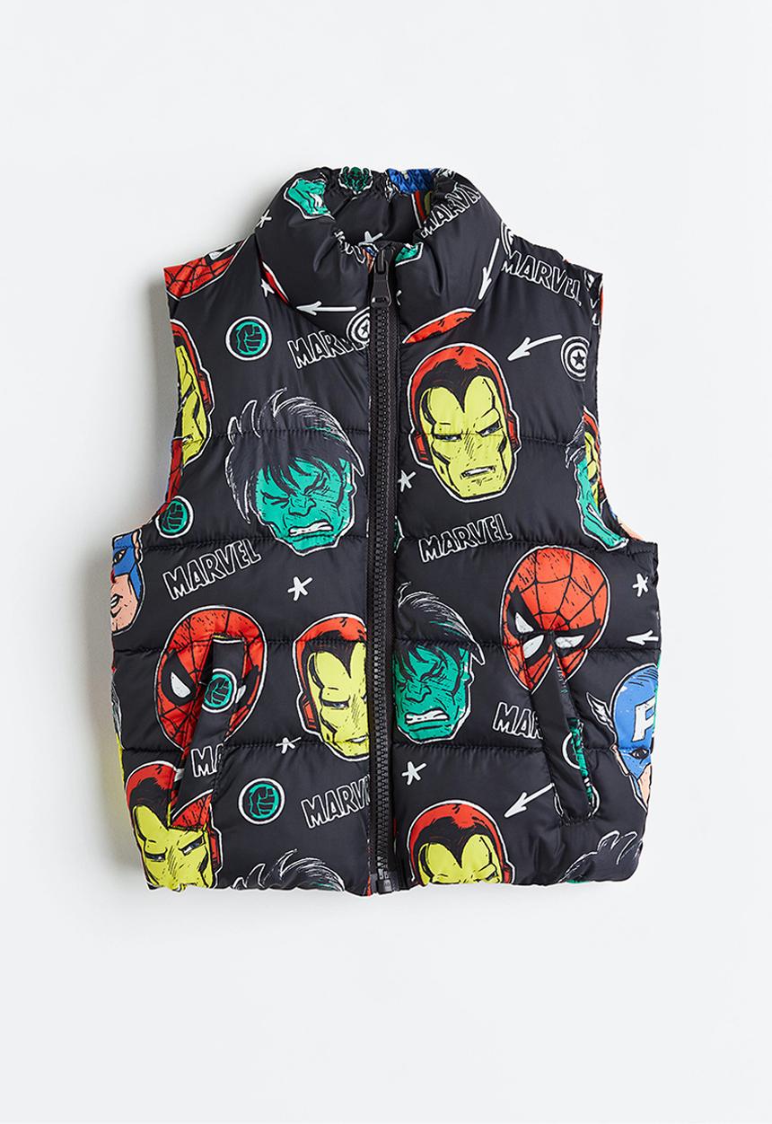 H&M - Printed puffer gilet - dark grey/the avengers