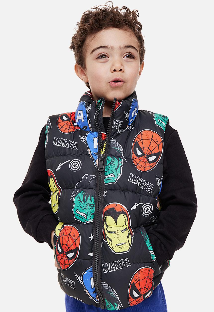 H&M - Printed puffer gilet - dark grey/the avengers