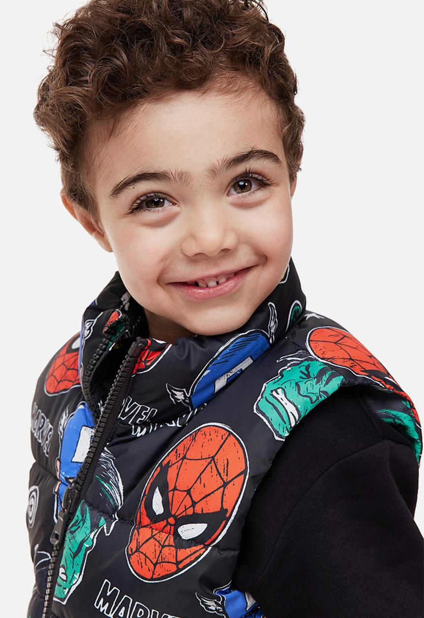 H&M - Printed puffer gilet - dark grey/the avengers