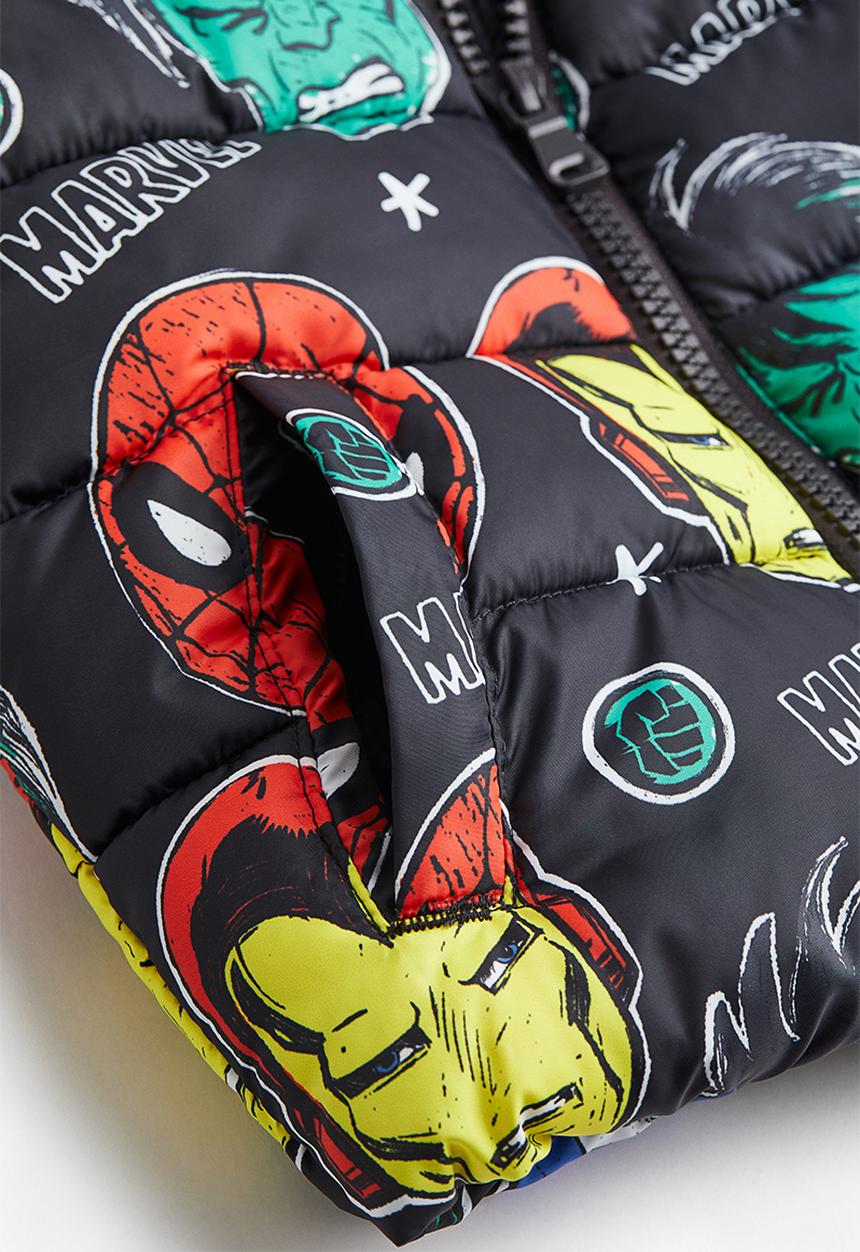H&M - Printed puffer gilet - dark grey/the avengers