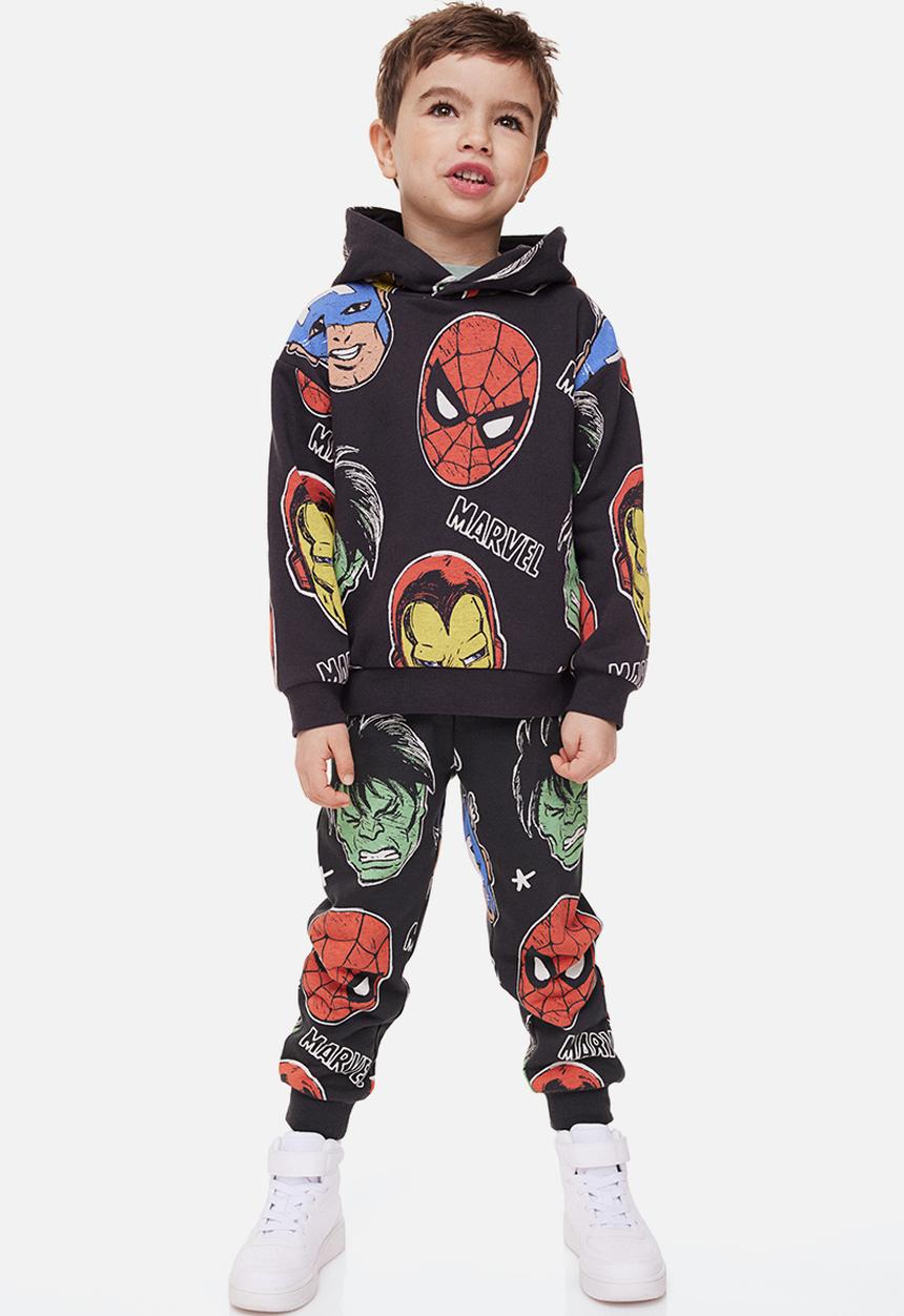 H&M - Printed joggers - dark grey/marvel comics