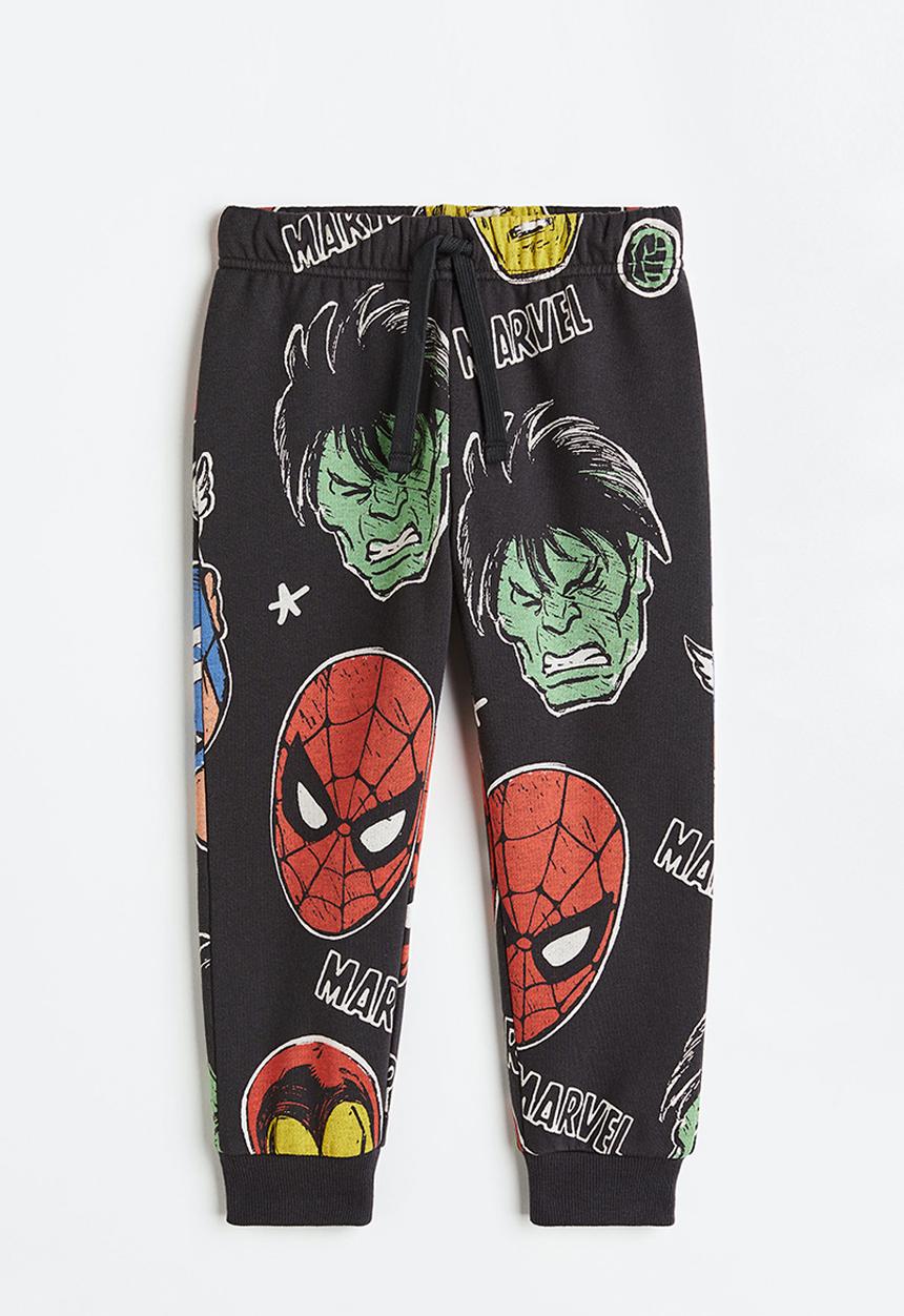 H&M - Printed joggers - dark grey/marvel comics