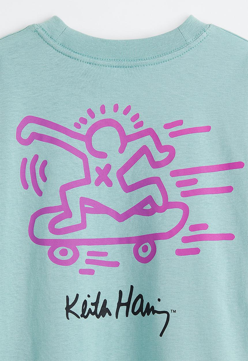 H&M - Keith Haring x H&M: Oversized printed t-shirt - light turquoise