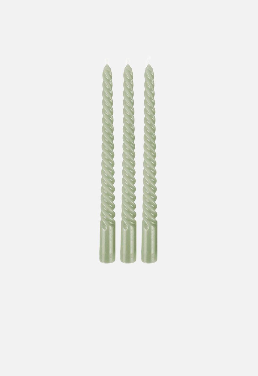 Present Time - Swirl candle set - jungle green