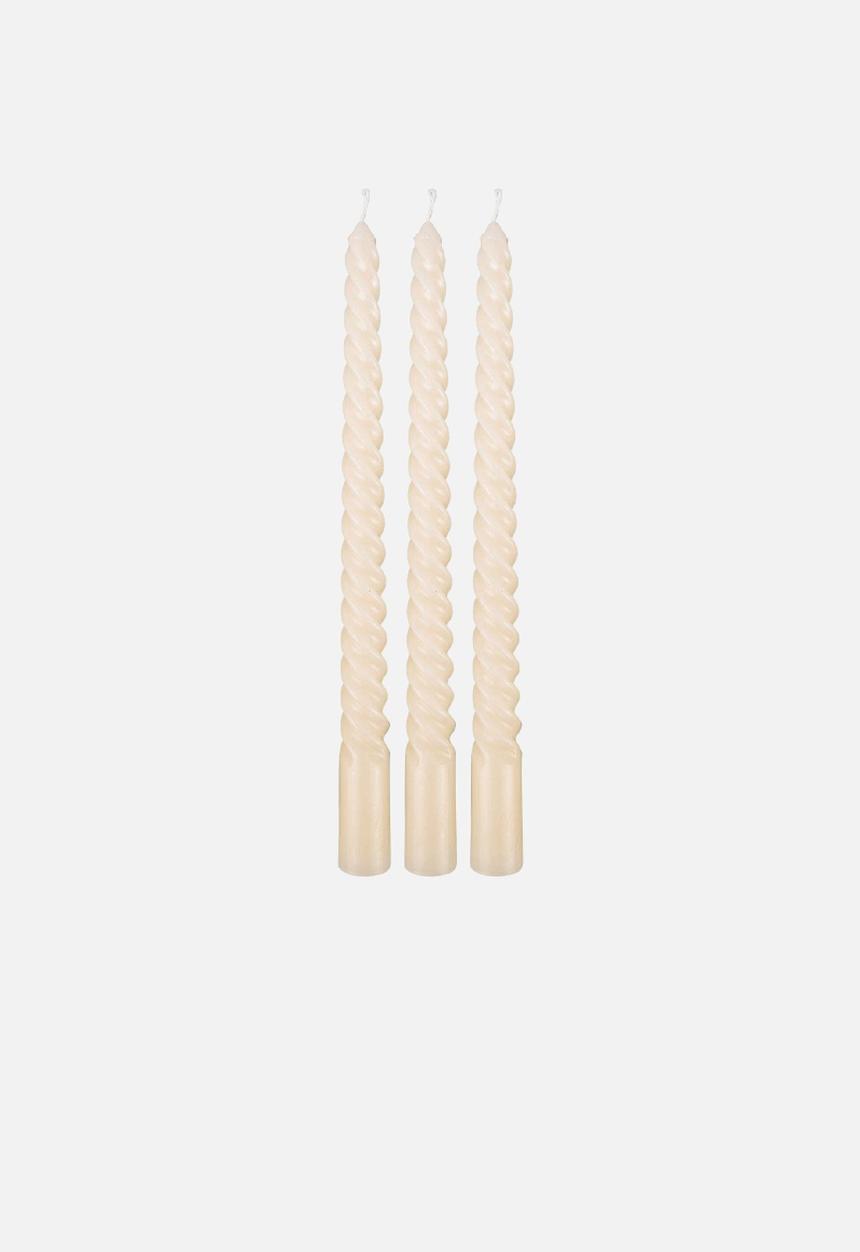 Present Time - Swirl candle set - sand brown
