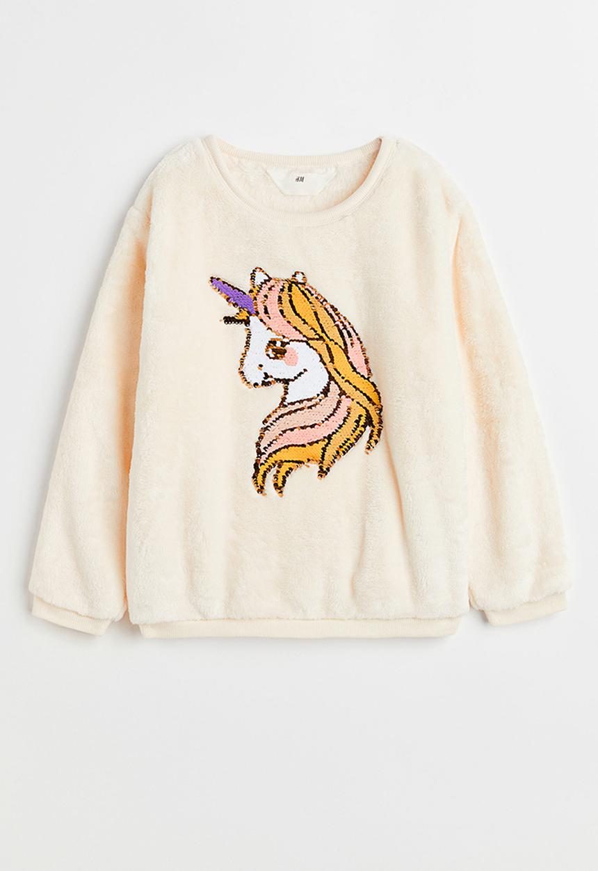 H&M - Motif-front sweatshirt - cream/unicorn