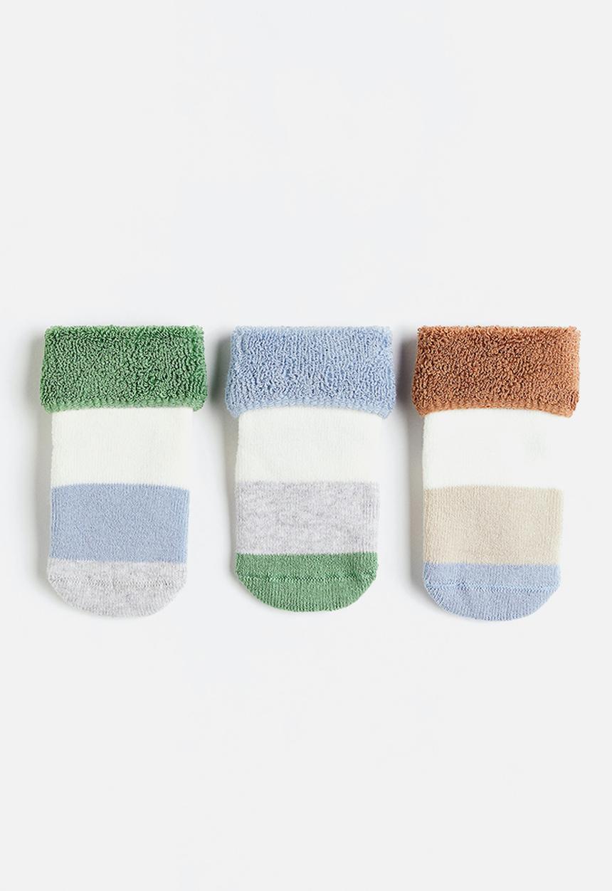 H&M - 3-Pack anti-slip socks - cream/block-coloured