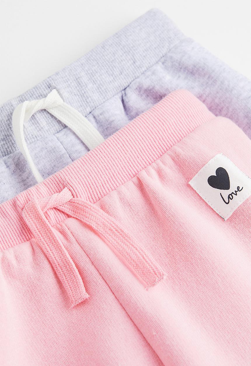H&M - 2-Pack joggers - light pink/light grey marl